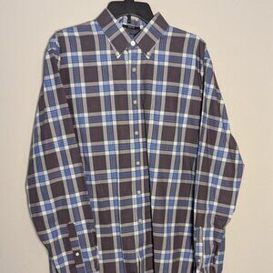 Land's End Long Sleeve Traditional Fit No Iron Twill Button Down Shirt. Size L/T